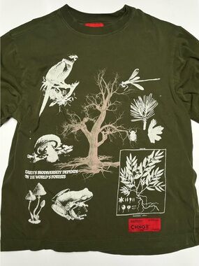 CHNGE Olive Green Reptile & Wildlife Illustration Tee